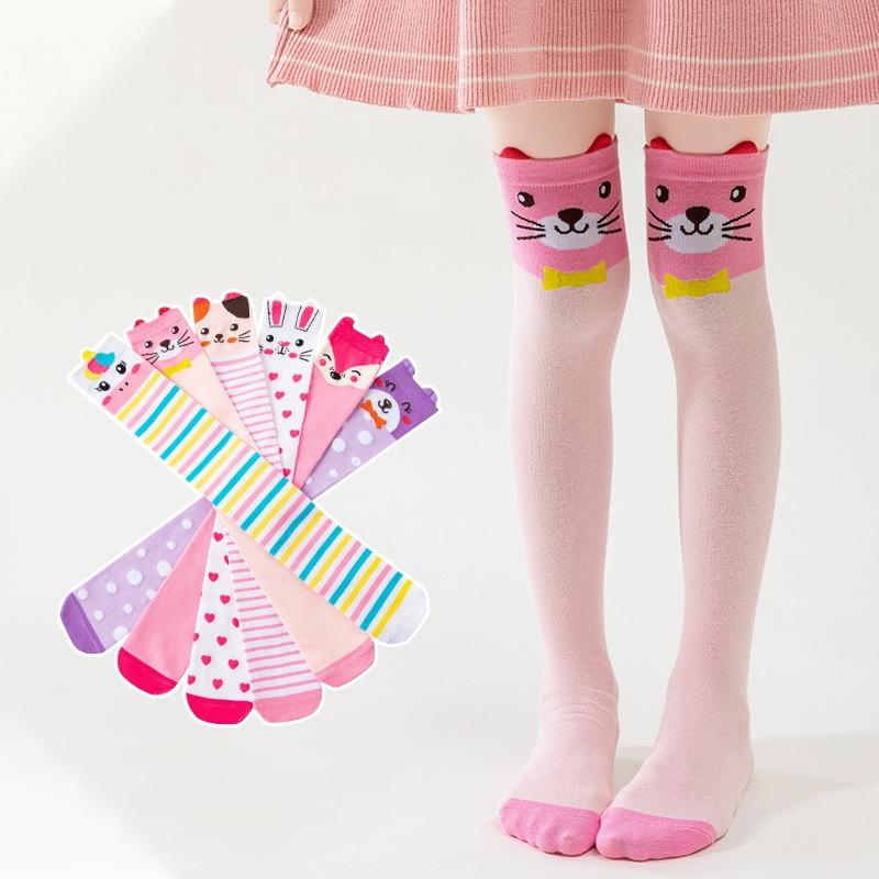 Spring Autumn Girls Cotton Over The Knee Long Lovely Stockings Cartoon Cartoon Kids Child Knee High Socks Infant Baby Socks