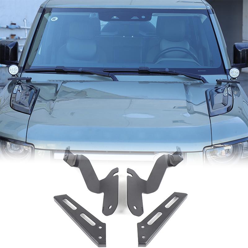 Для Land Rover Defender 90 110 130 2020 2021 2022 - 2025 Внедорожный кронштейн-крепление для светодиодной световой балки на стойку А и капот Аксессуар