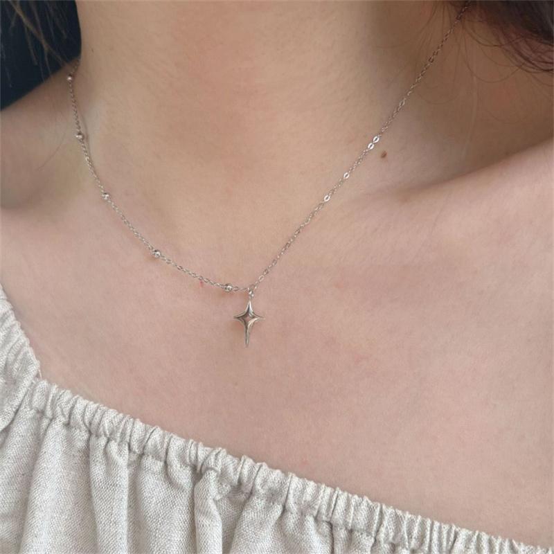 Универсальное четырехконечное звездное колье-подвеска Простая звездная цепочка на ключицу для женщин и девочек Модное трендовое колье Ювелирные изделия Подарки
