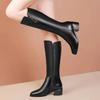 New Women Boots Zipper Thick High Heels Simple Fashion Thick High Heels Autumn Winter Woman Boots Knee High Botas