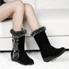 New Winter Women Boots Casual Warm Fur Mid-Calf Boots Shoes Women Slip-On Round Toe Wedges Snow Boots Shoes Muje Plus Size 42