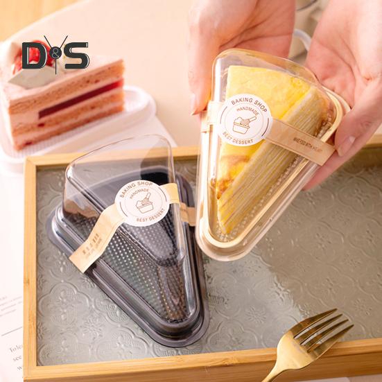 50Pcs Disposable Cake Box Anti-slip Texture Transparent Lid Waterproof Oilproof PET Moon Cake Tray Triangular Mousse Cake Packing Box