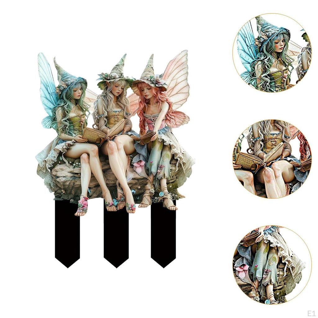 Butterfly Fairies Garden Stake 2D Acrylic Sign Micro Landscape Yard Art Decor Planter Decoration for