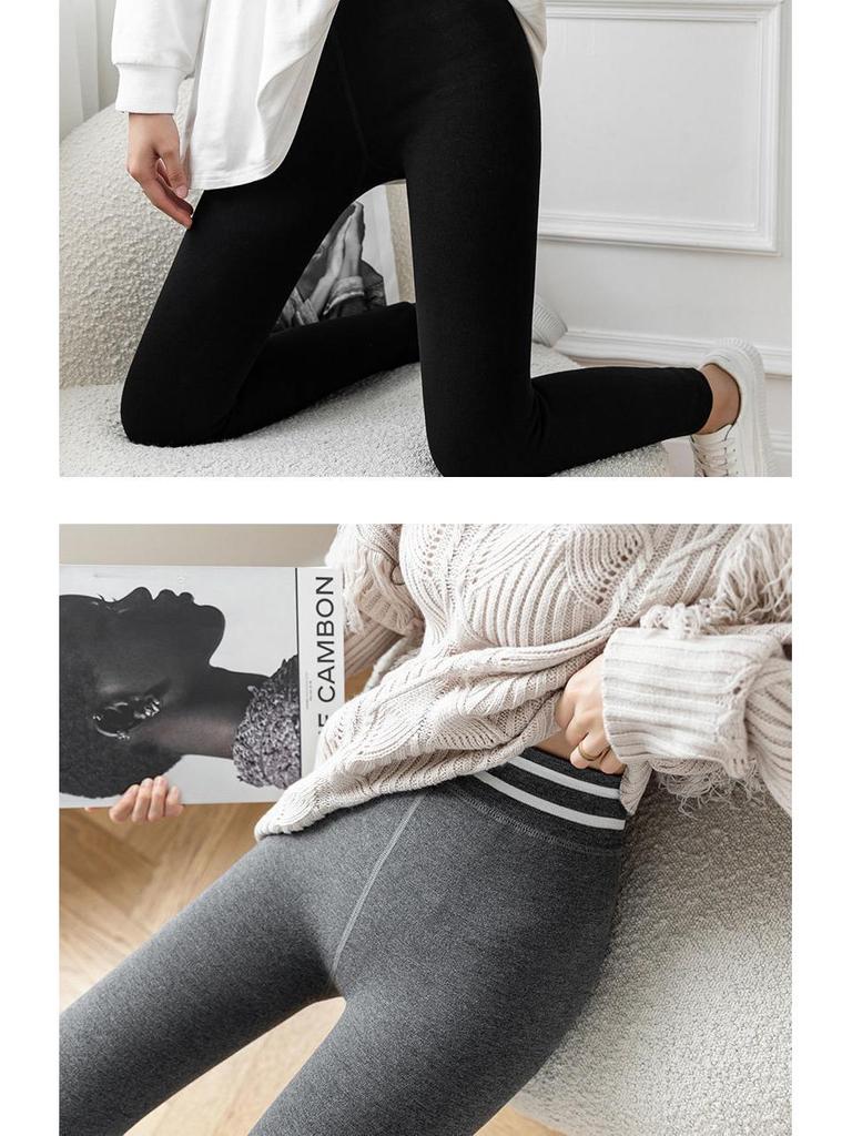 High Waist Velvet-Lined Women's Winter Leggings: Warm, Imitation Cashmere, Cotton Yoga Pants with Foot Straps