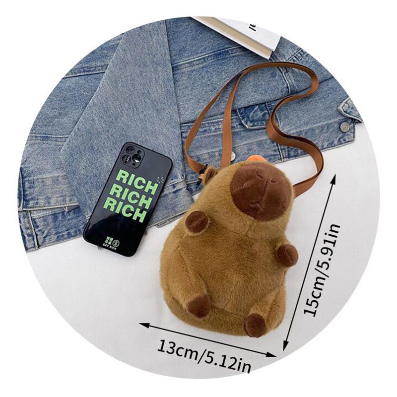 Милый плюшевый рюкзак-капибара большой вместимости, сумка-кроссбоди капибара, сумка-тоут, мягкий школьный рюкзак капибара для девочек, подарки на день рождения