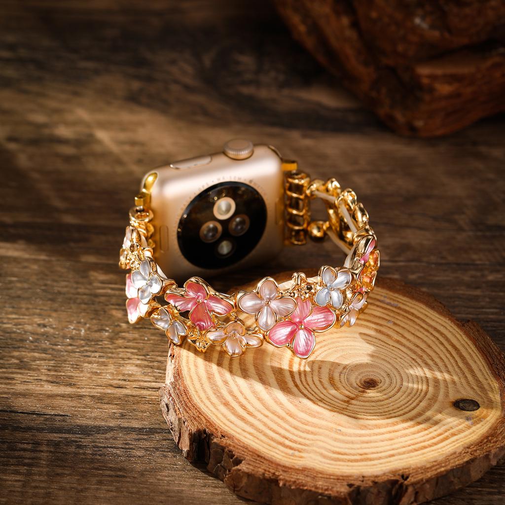 Металлический Ремешок Для Apple Watch Band 40мм 44мм 42мм 45 49мм 46мм Женский Браслет с Цветами Для IWatch Серии 11 10 9 SE 3 Ultra3 Correa