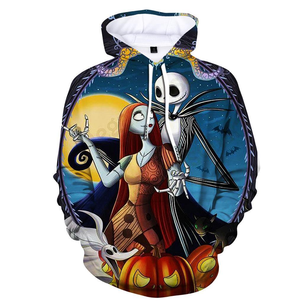 Halloween 2022 New Nightmare Before Christmas Skeleton Jack 3D Printed Men's and Women's Pullover Hooded Sweatshirt