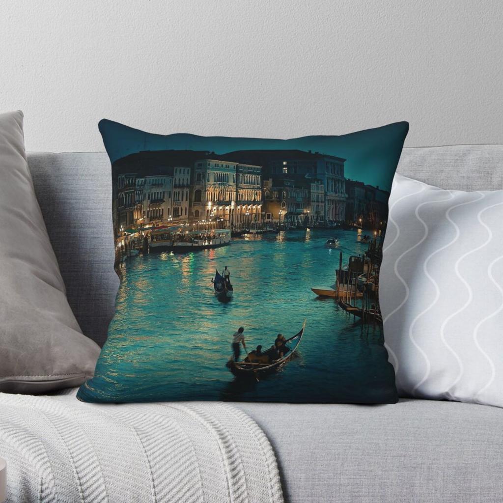 Venice Italy Travel Square Pillowcase Polyester Linen Velvet Creative Zip Decorative Pillow Case Home Cushion Cover