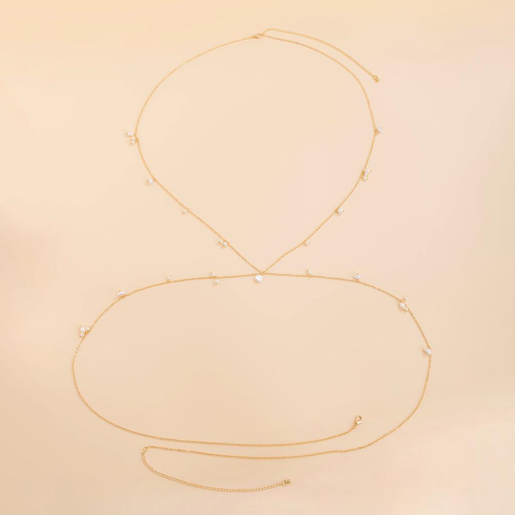 Sexy Body Beach Chain Bikini Crossed Waist Belly Slim Chest Chain Harness Bra Halter Sequins for Women Body Jewelry