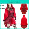 Женский Девушки Готический Плащ Красной Шапочки Маскарадный Костюм на Хэллоуин Для Взрослых и Подростков