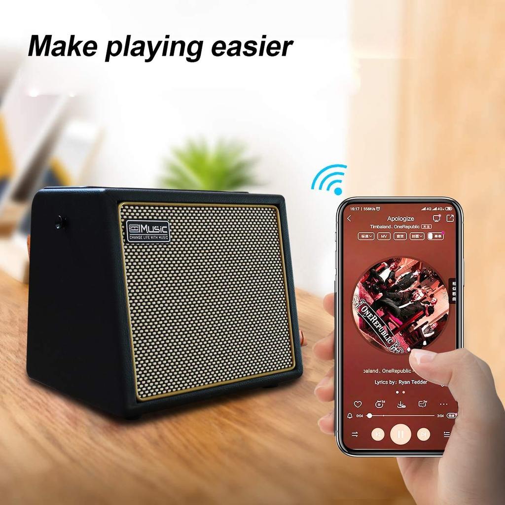 Coolmusic BP MINI Акустическая гитара Перезаряжаемый портативный усилитель с BT-динамиком и микрофоном, эффекты Treble и Chorus, вход 30 Вт, громкость,