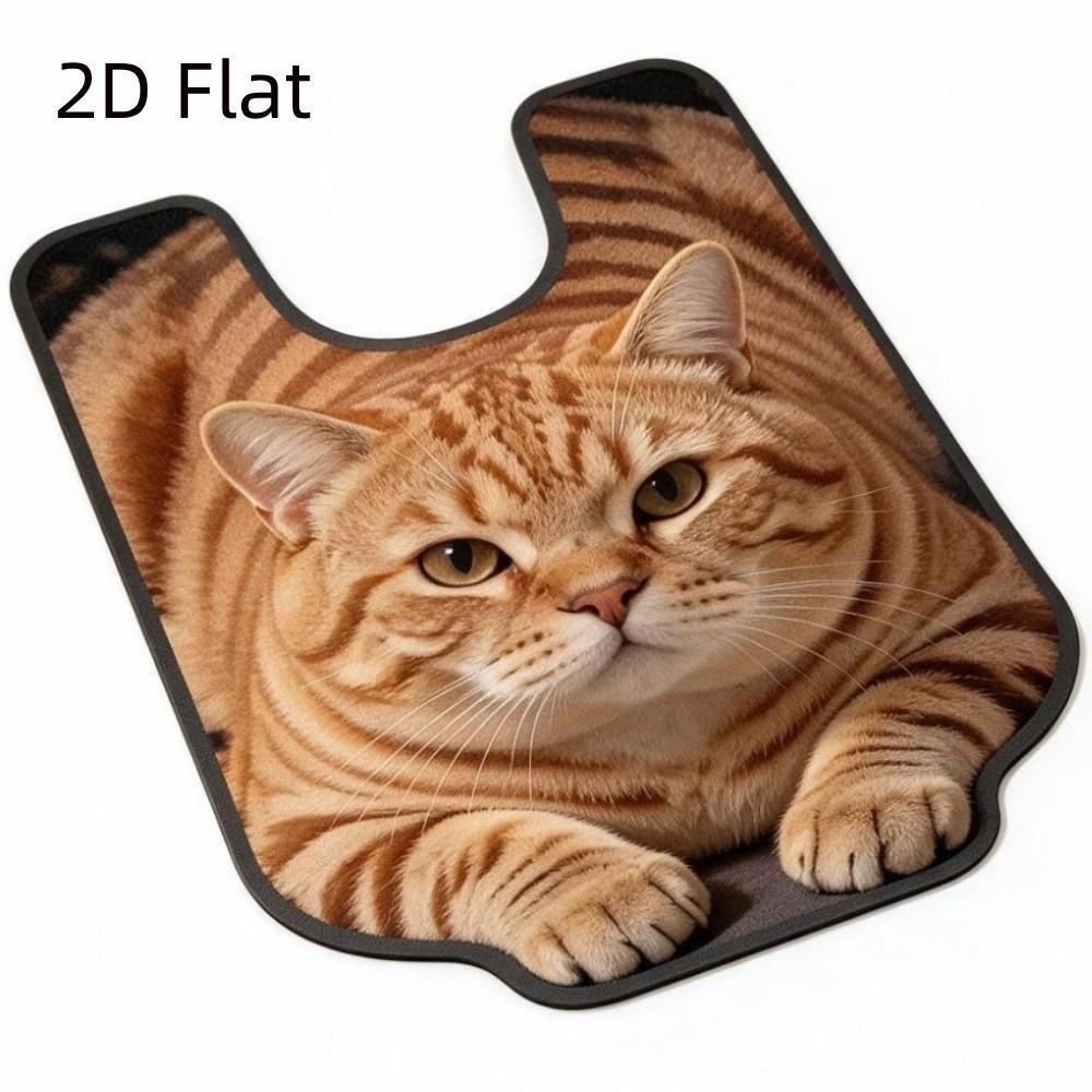 2D Flat Printing Tiger Cat Toilet Base Pad Diatomaceous Bathroom Floor Mat Bath Mat Restroom