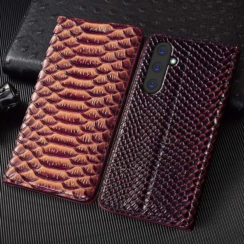 Флип-кейс из натуральной кожи со змеиным принтом для Samsung Galaxy A02 A12 A22 A32 A42 A52 A72 4G 5G, чехол-кошелек для телефона