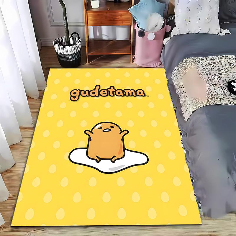 Желтый ковер с рисунком персонажа-яйца Gudetama для декора спальни. Подходит для использования в качестве противоскользящего покрытия для гостиной, спальни, диванов.