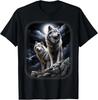 Gray Woves On Hill by Moon and Universe Fantasy Art Wildlife T-Shirt
