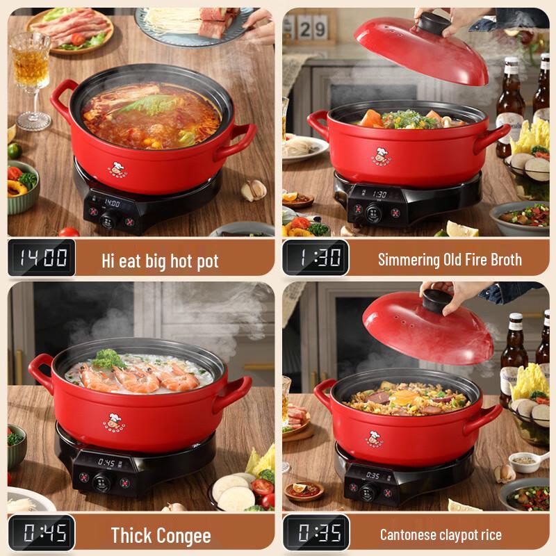 San Jiaolong 4L Ceramic Electric Hot Pot & Soup Maker