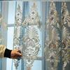 1 панельная перегородка, прозрачная занавеска, роскошная синяя прозрачная занавеска с вышивкой, кружевная фильтрующая занавеска, винтажная цветочная занавеска для окон для гостиной