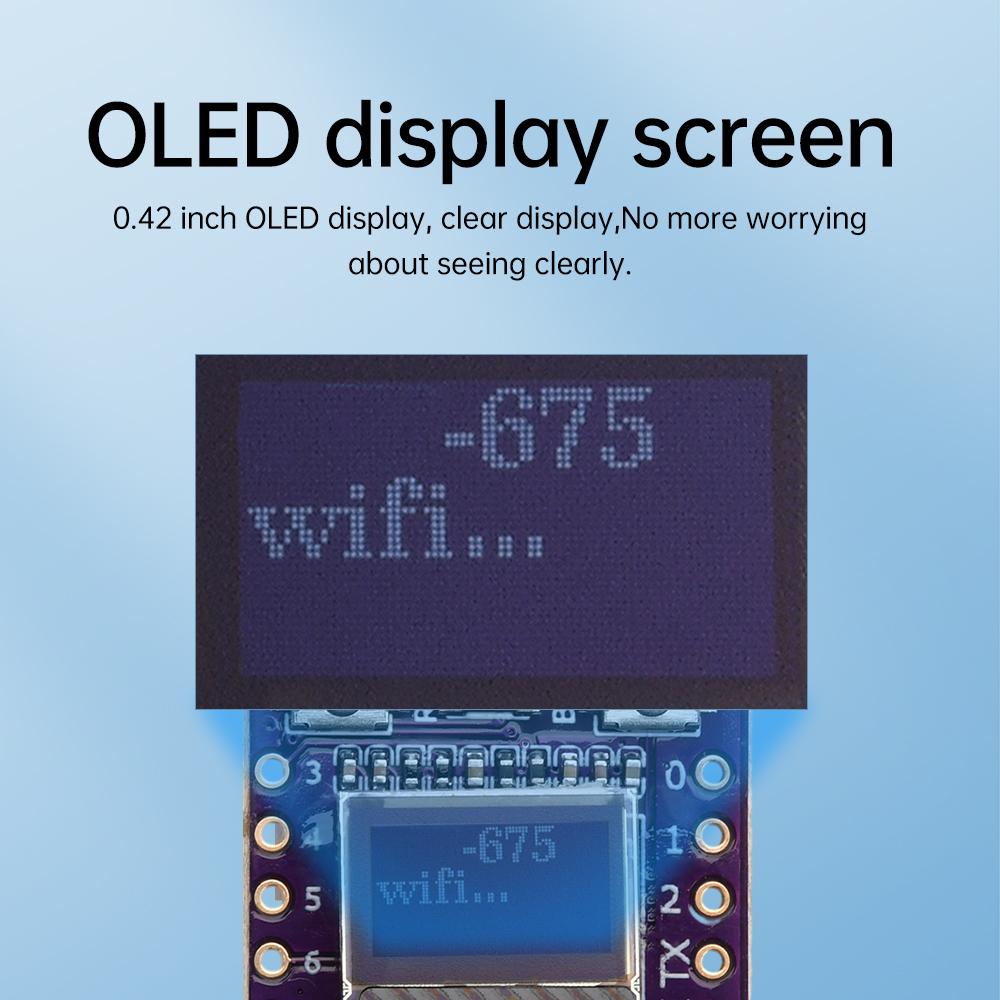 ESP32-C3 0,42-дюймовая OLED-плата разработки с белым светом, Wi-Fi, Bluetooth, керамическая антенна, Type-C, ESP32, для Arduino