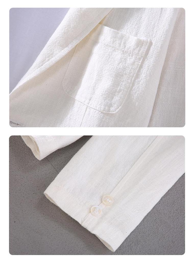 Мужская свободная повседневная куртка из хлопка и льна - Универсальный весенне-осенний топ для молодежи