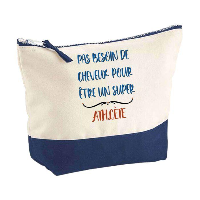 Trousse de maquillage - PLANETEE - Athlète pas besoin de Cheveux - Grand format - Coton - Impression HD, fabriquée en France