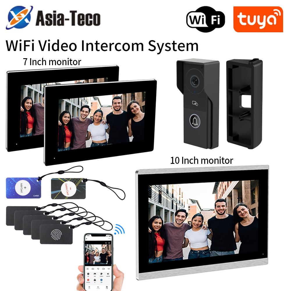 7/10-дюймовый видеодомофон Tuya Wifi, видеодомофон, водонепроницаемая камера, визуальный домофон, двусторонняя аудиосвязь, удаленная разблокировка, видеодомофон