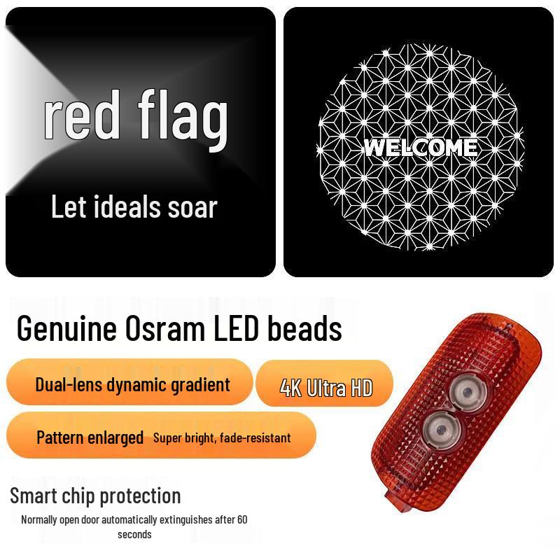 Динамическая подсветка приветствия для автомобилей Hongqi H5/H6/H7 2023-2025 гг., проекция на дверь автомобиля, внутренняя отделка