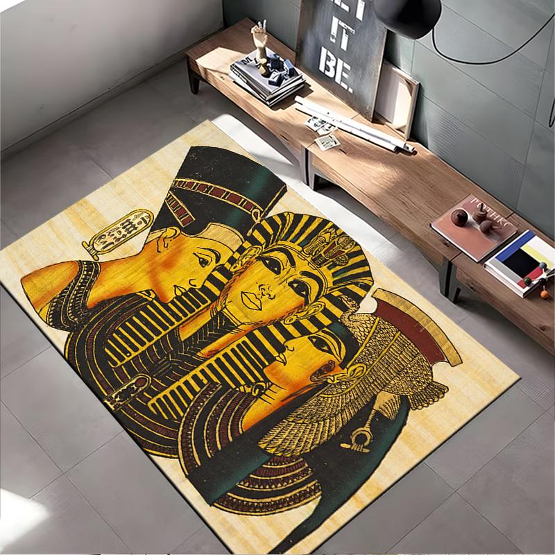 Ancient Egyptian Pharaoh Artwork Rug Non-slip rug suitable for living room and bedroom sofas.