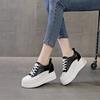 Fashion Spring Autumn Genuine Leather Shoes Women Fashion Sneakers Ladies Flat Platform Height Increasing 8cm Black White Shoes A4835