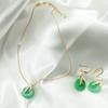 Jade Pulp Inlaid Pearl Jewelry Set, Women's Design Sense Necklace, Ear Hook Set