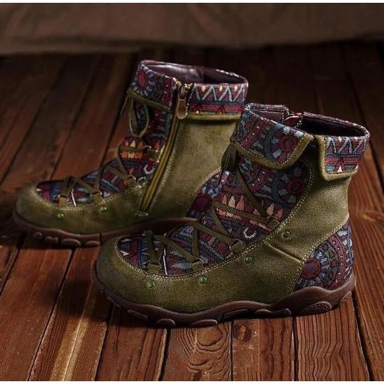 87 Women's Ladies Retro Bohemian Style Ankle Zip Short Boots Booties Casual Shoes Women's Winter Boots Botas Mujer Invierno