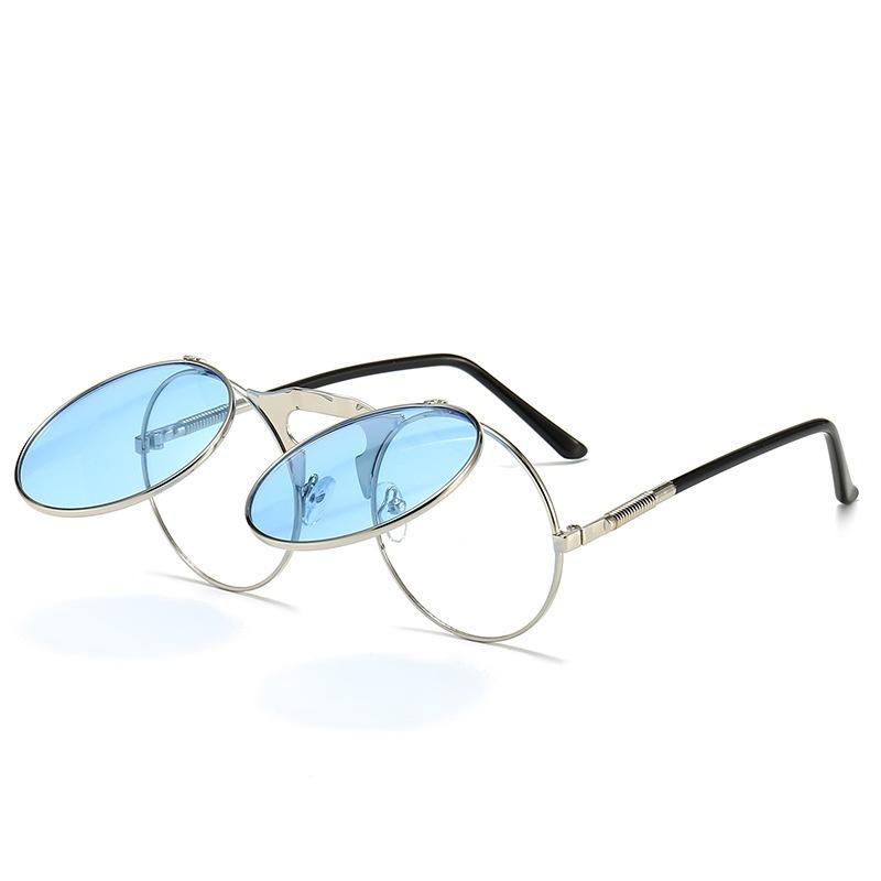New retro metal punk steam flip sunglasses, flip sunglasses men's and women's personalized sunglasses
