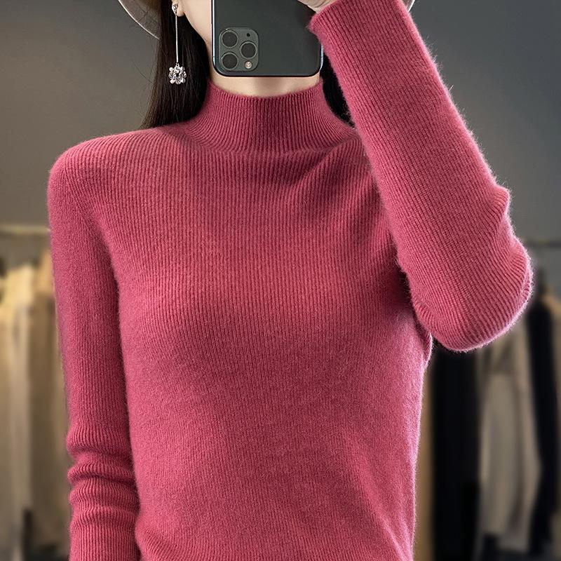 INDFS Женская мода Повседневный Осень Зима Однотонный Принт Длинный Рукав Полуводолазка Свитера