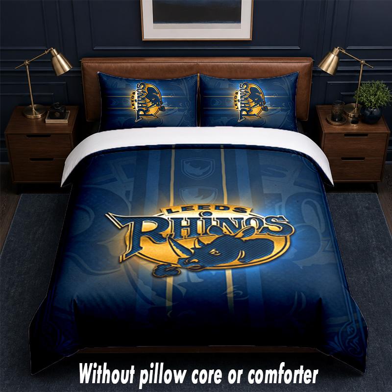 Leeds Rhinos Design Bed Bedding Set 1 Duvet Cover + 2 Pillowcases Soft Breathable Household Bed Linens