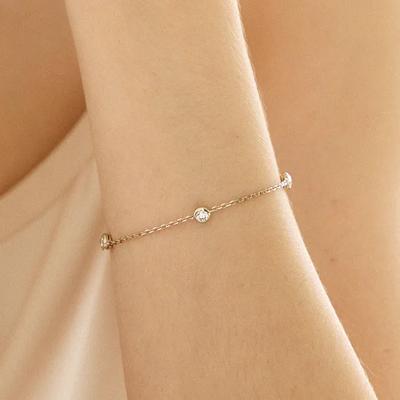 [14K/Moissanite] Basic Bezel Bracelet (0.2ct)