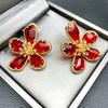 Crystal Flower Earrings Fashion Temperament Internet Celebrity Earrings Female Personality Stud Earrings
