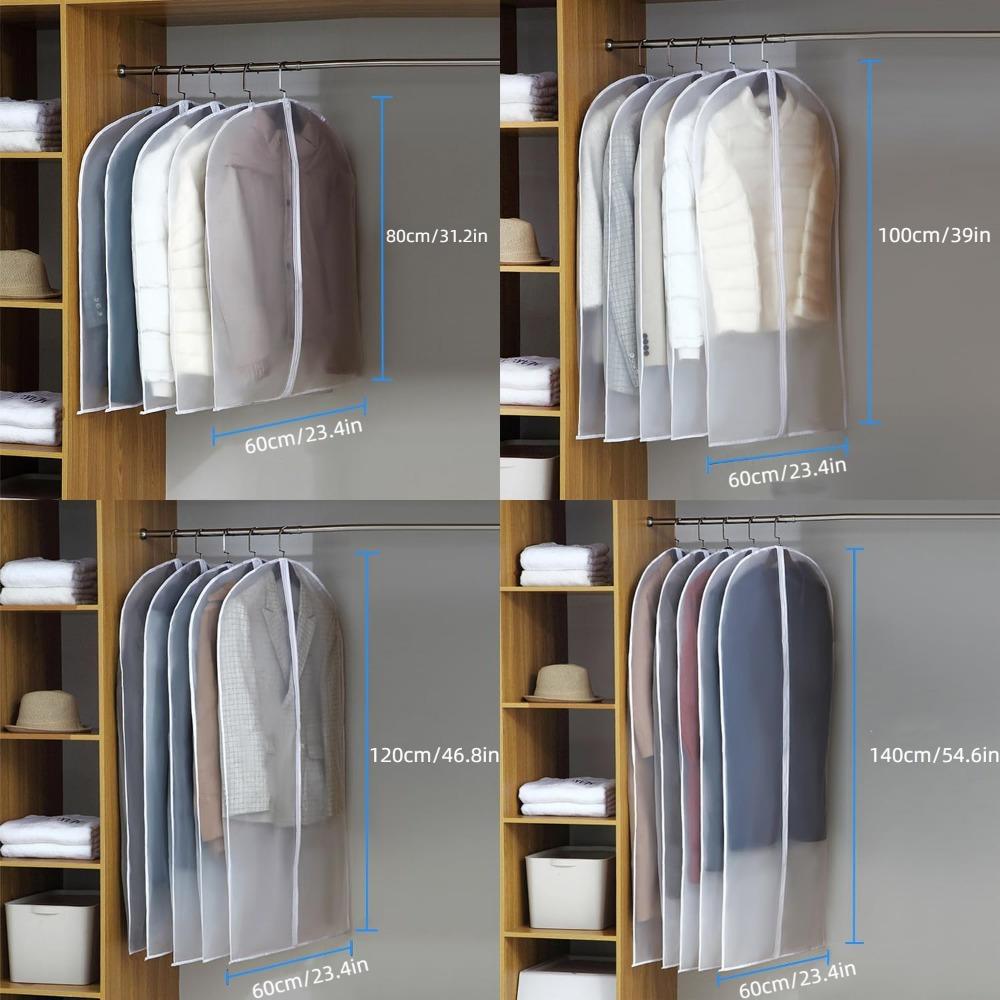 [Сверхпрочные чехлы для одежды] 5 шт. Сверхпрочные водонепроницаемые чехлы для одежды|Застегивающиеся на молнию протекторы для одежды, Подвесной органайзер для шкафа, Пыленепроницаемые и не мнущиеся, Без крючков