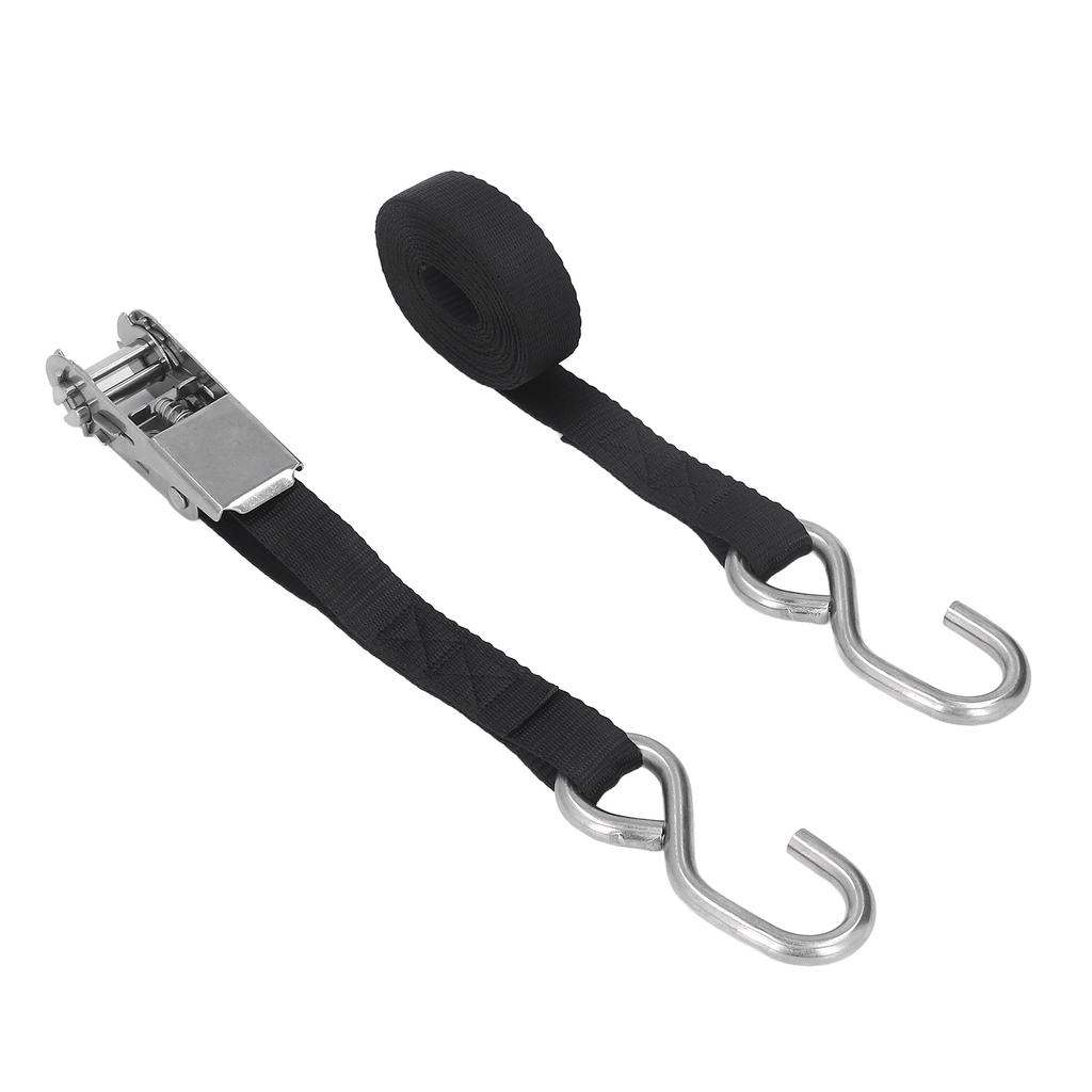1in 25mm Ratchet Tie Down Straps Black Rust Proof Precise Stitching for MotorcycleTrailer Truck Kayak Boat 3 M 9.8ft