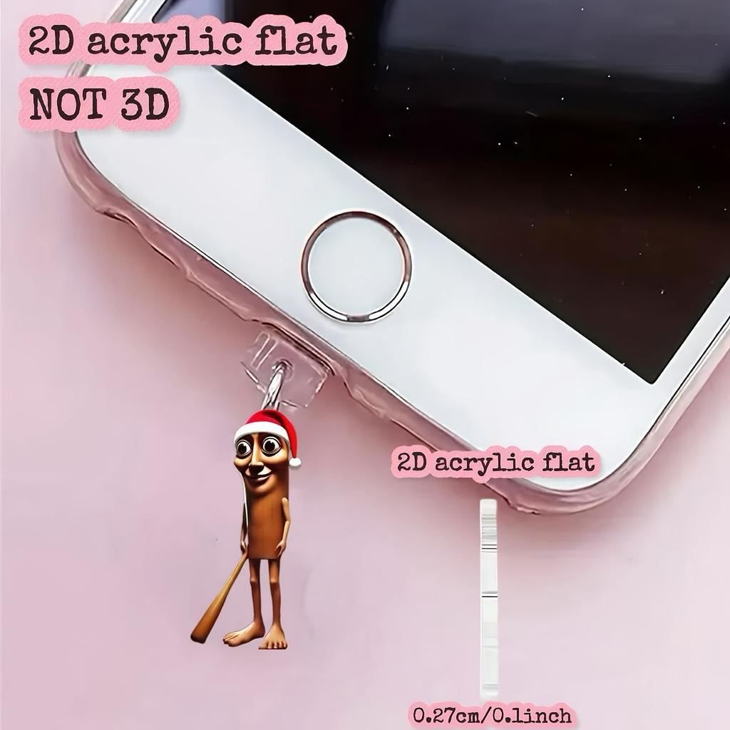 Creative Christmas Hat-Wearing Stick Figure Phone Dust Plug, Effectively Prevents Dust, Provides Thoughtful Protection for Phone Ports