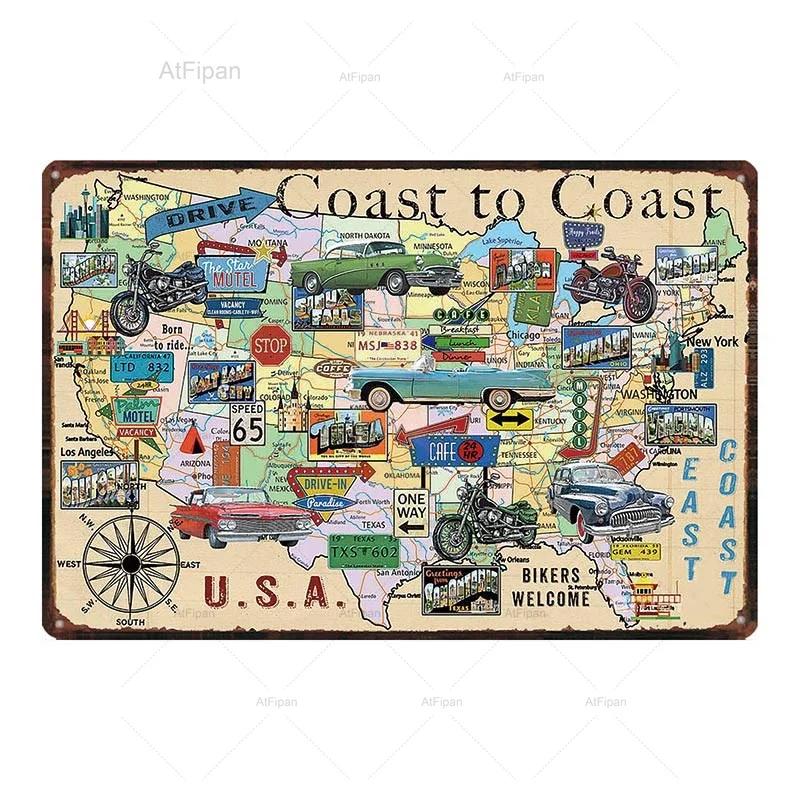 Vintage Motorcycle Garage Metal Plate Classic Tire Poster Shabby Chic Wall Art Decor xCM Metal Painting for Home Retro Cuadr