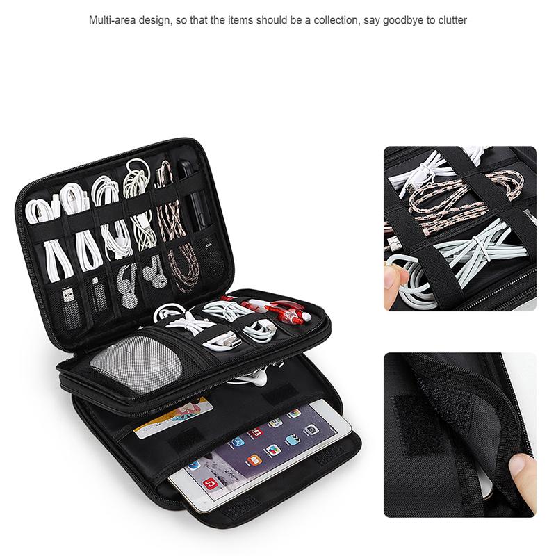 Waterproof Cable Storage Bag Digital Electronic Organizer Portable USB Data Charger Plug Travel Pouch for Mouse Tablet PC iPad Sleeve Case