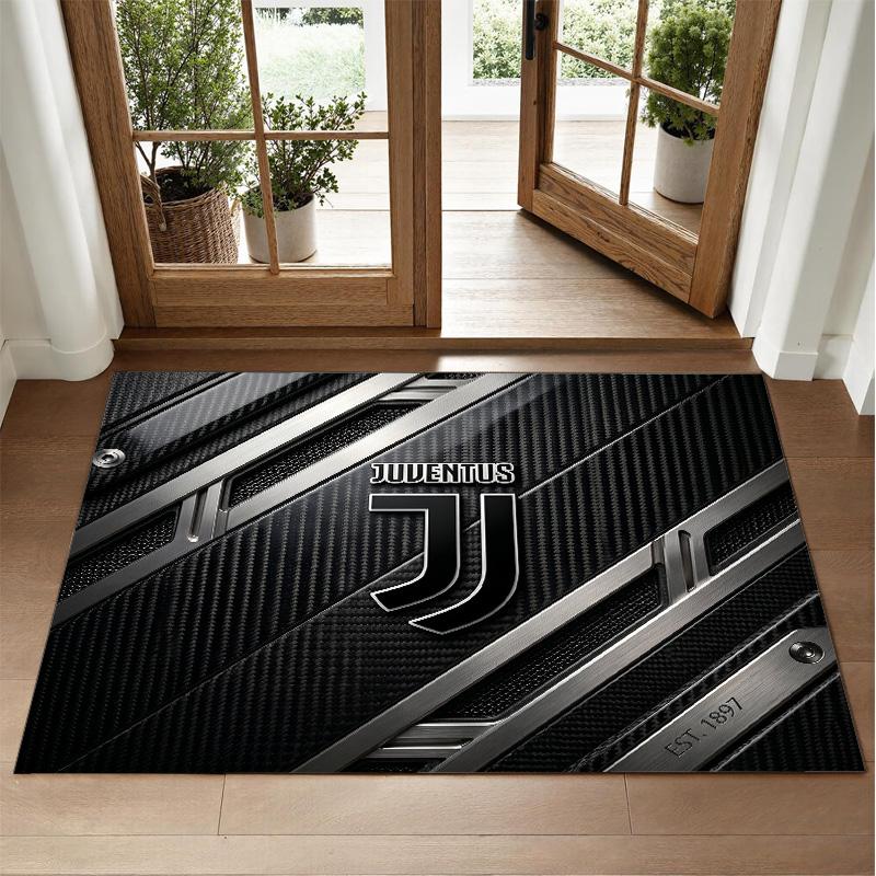 Juventus FC Design Crystal Velvet Rug Soft Decorative Mat for Bedroom Entrance