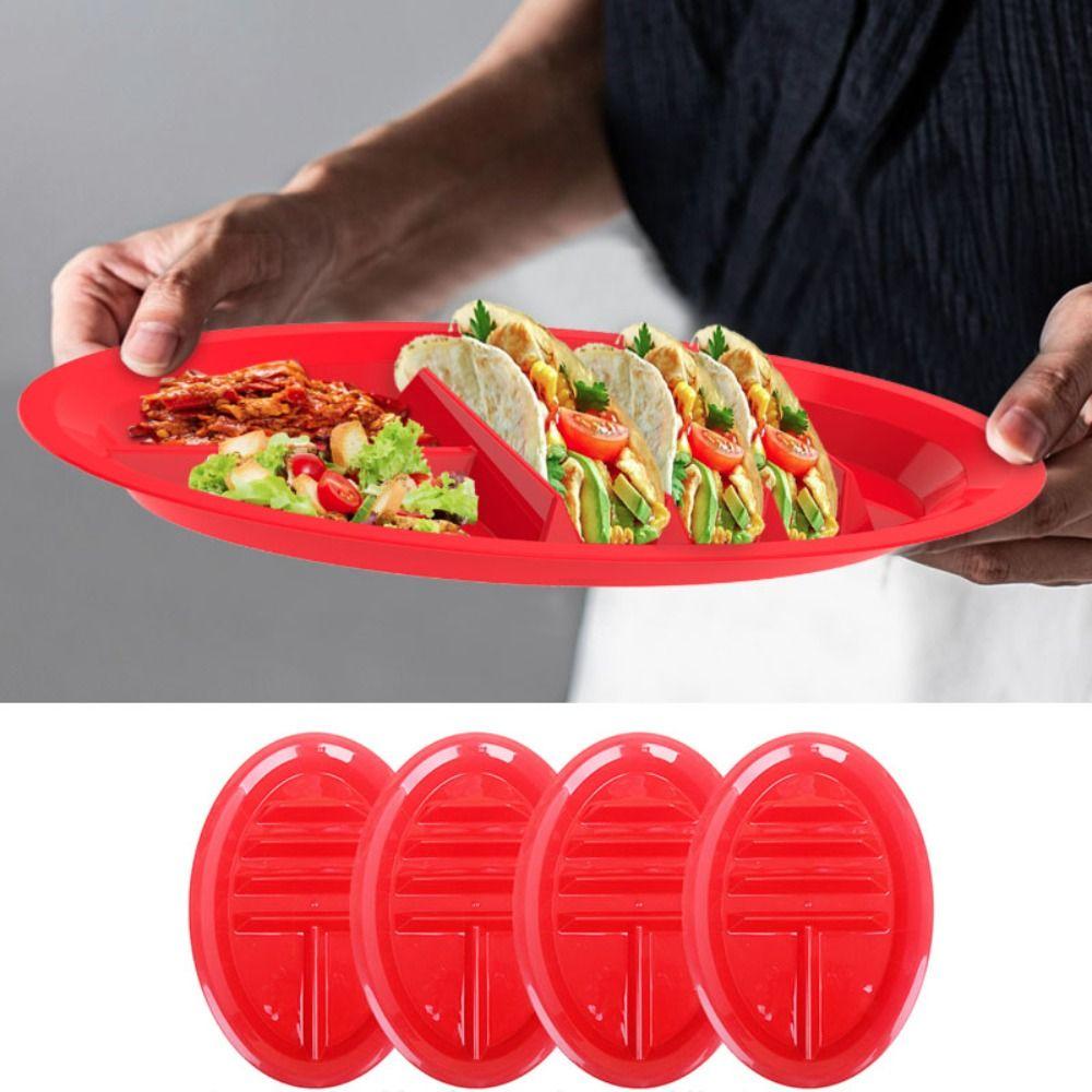 2pcs Oval Taco Plate Divided Taco Holder Party Supplies Taco Serving Tray Restaurant