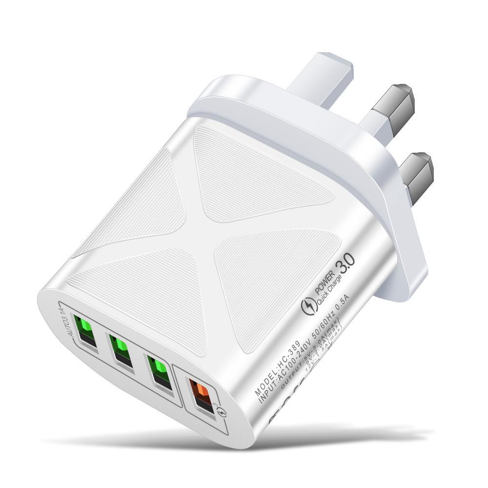 48-ваттное 4-портовое USB-быстрое зарядное устройство QC3.0 с вилками US EU UK