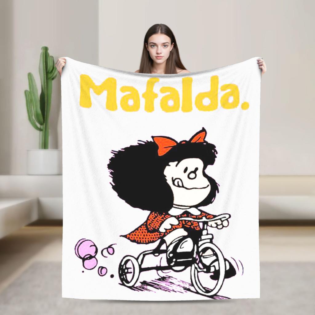 Mafaldas Knitted Blankets Amine Cartoon Flannel Throw Blanket Bedding Couch Decoration Lightweight Bedspreads