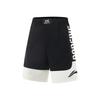 Li Ning Bad Five Color Block Letter Mid Waist Breathable Versatile Straight Basketball Shorts Men Shorts Black Off-White AAPV021-1