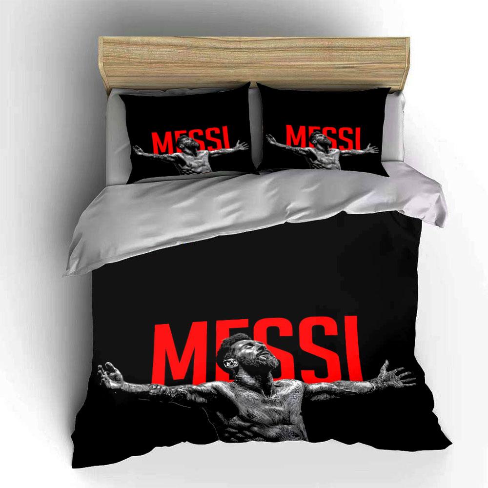 Red "Messi" text, portrait. Bedding sets Duvet cover sets Duvet covers Pillowcases(1 * Duvet Cover 2 * Pillowcases, without duvet insert)