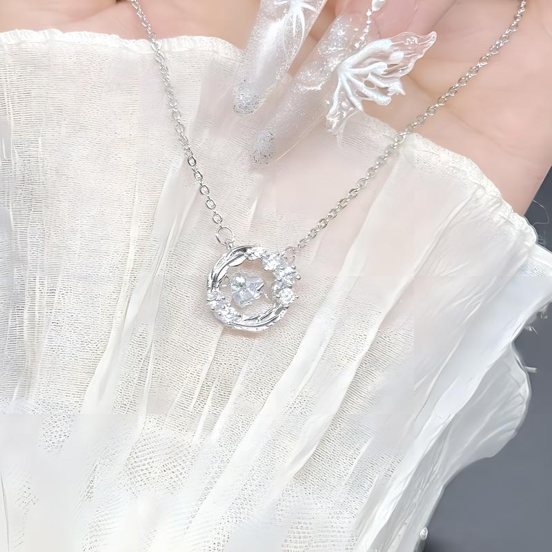 Barbie necklace [imited edition & flashing moissanite & feathers will make your heart beat] Beating heart clavicle chain Sweet temperament BBXL-00001