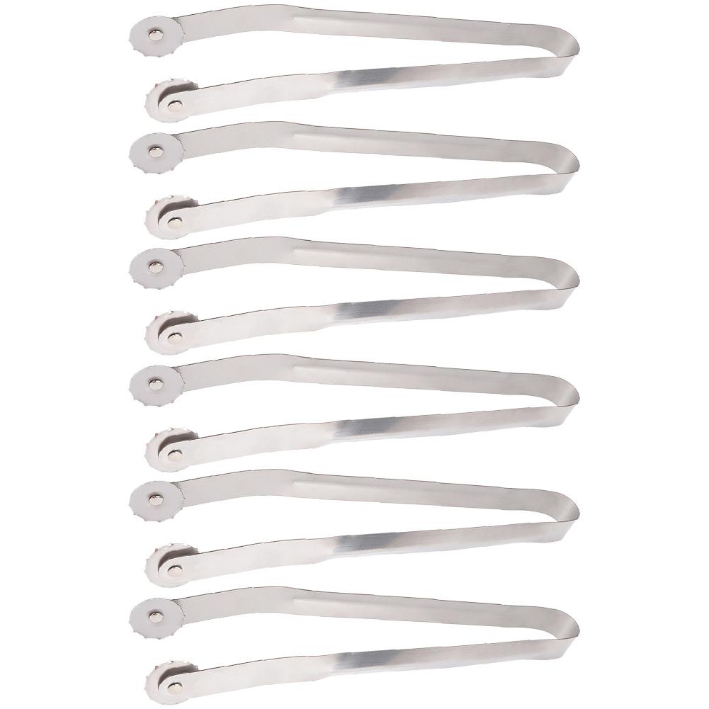 2-10pcs BBQ Sausage Turning Tongs Kitchen Hot Dogs Cooking Clip Stainless Barbecue Long Handle Tongs for Flipping Bacon Steak