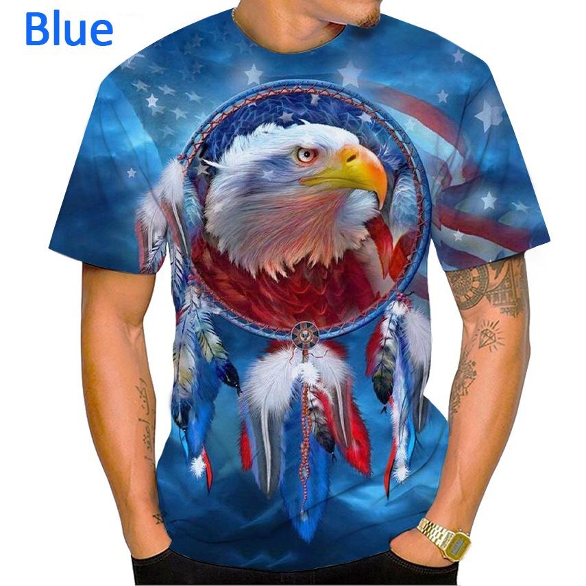 Новая футболка с коротким рукавом с принтом орла 3D, повседневная футболка с принтом животных орла в стиле хип-хоп и рок, креативная футболка с круглым вырезом