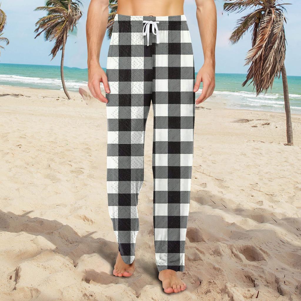 Мужские трикотажные повседневные брюки с модным принтом и завязками, пижамные брюки